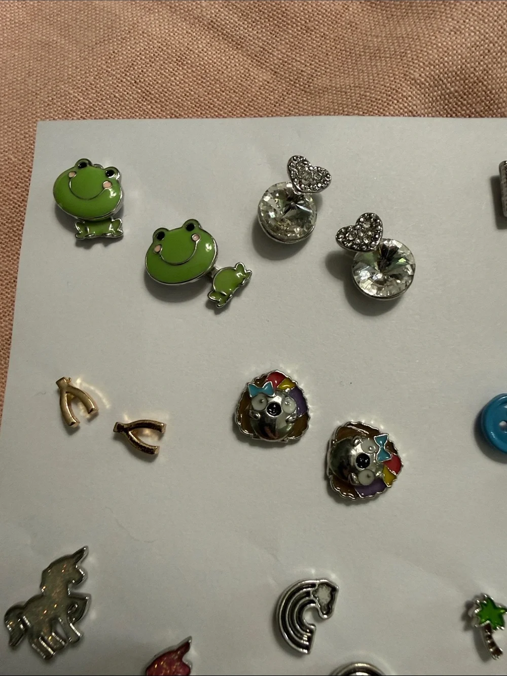 Assorted Small Pet Accessory Earrings - Green, Blue, Pink, Silver, Gold